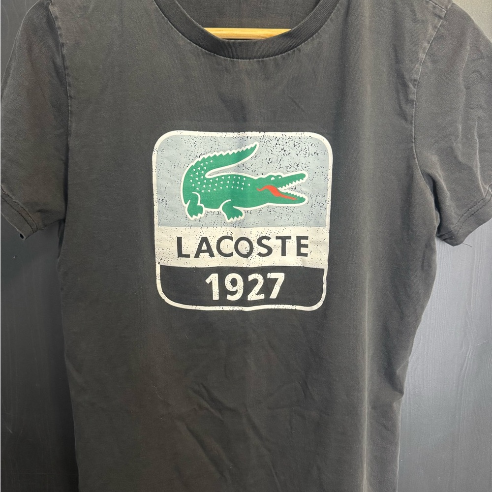 Lacoste Charcoal Tee with Logo